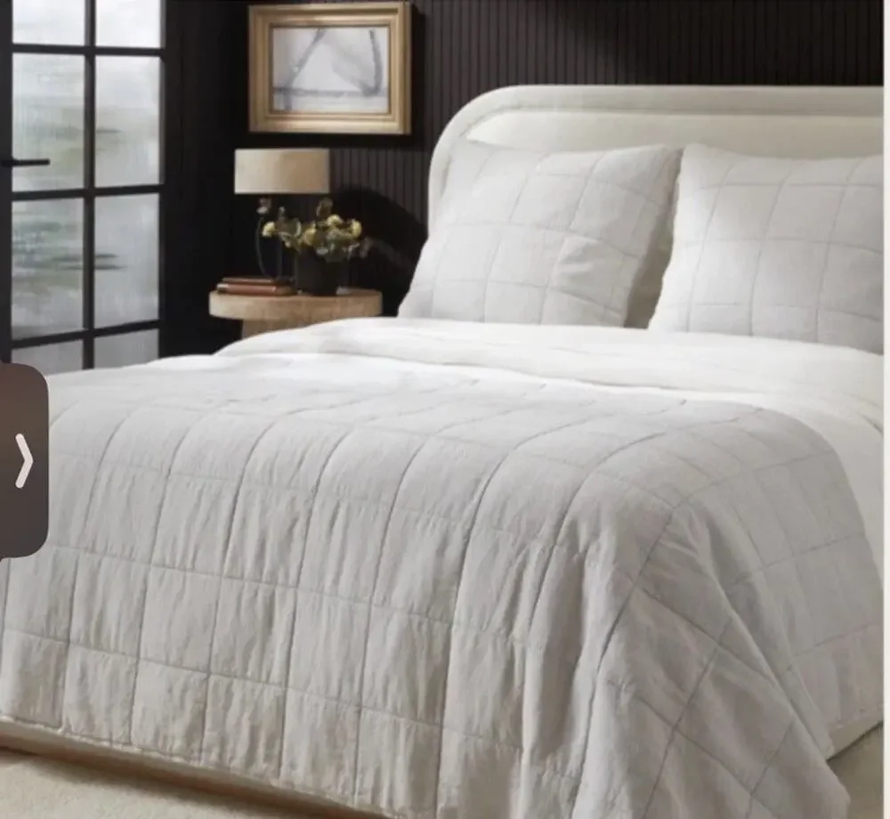 PARACHUTE Linen Box Quilt KING CAL KING Fog Grey $329 NWT